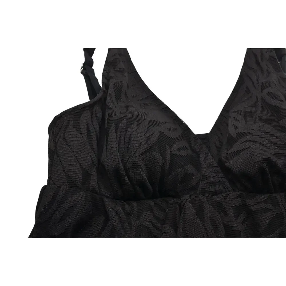 Swim Solutions Women's Tummy-Control Flyaway Swimdress In Black - Picture 3 of 6